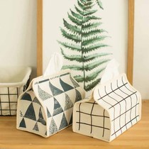 INS Nordic fresh and simple cotton linen fabric tissue bag paper box passenger restaurant car mounted tissue cover