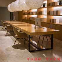 New simple modern solid wood desk office meeting table industrial wind office computer table and chair combination
