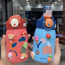 Children baby 316 stainless steel straws thermos cup duckbill portable water Cup kindergarten students cute kettle