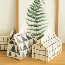 INS Nordic fresh and simple cotton linen fabric tissue bag paper box passenger restaurant car mounted tissue cover