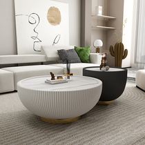 Simple light luxury living room small apartment special-shaped tea table net red bowl-shaped tea table Nordic modern rock board tea table combination
