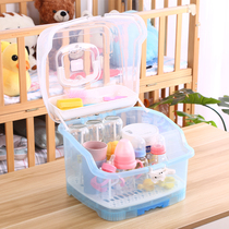 Baby supplies tableware drying drain rack baby bottle storage box with lid dustproof milk powder storage box