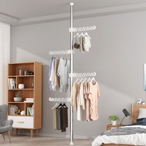 A shelf for drying clothes a bar a stainless steel clothes hanging rod a stainless steel clothes hanging rod a wall a non-perforated telescopic strut