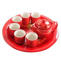 Black tea cup Red Wedding tea set Chinese red Double Happy wedding teapot tea straight Cup wedding