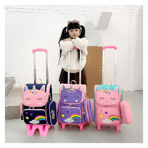 Unicorn trolley school bag primary school students can climb stairs six-wheeled waterproof large capacity for boys and girls 1-3-4-Grade 6