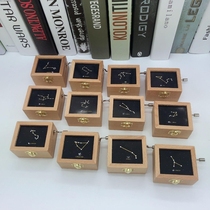 New zakka creative twelve constellations music box wooden hand clockwork rotating eight-tone birthday gift yk