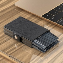ularks metal card bag mens large capacity minimalist carpack female ultra-thin anti-theft brush small and automatic multifunction shake