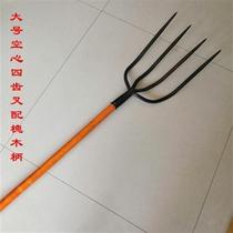 Four-strand fork agricultural hollow grass fork iron fork steel fork cleaning garbage fork waste fork coarse teeth large agricultural tools four teeth