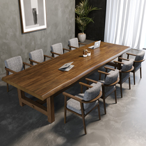 Industrial Wind Solid Wood Meeting Table Large Board Long Strip Table Brief Modern Meeting Room Table And Chairs Combined Training Table Negotiation Table