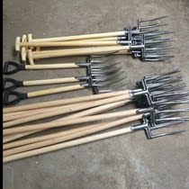 Fork agricultural tools turn the ground loose soil steel fork open teeth four dig sweet potato peanut ginger garlic sprout manure fork