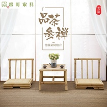 Simple tatami tea table bamboo rattan window table Japanese small tea table creative tea table and chair solid wood kang table Zen low table