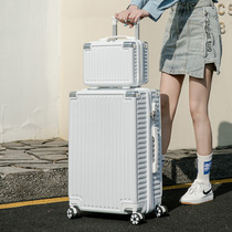 pauparkman new fashion pull bar box schoolgirl suitcase zipped case leather case 24 inch 26 inch suitcase