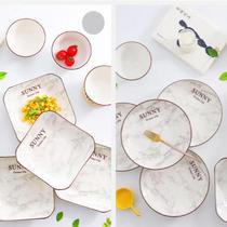 Ceramic Bowl Set Rice Bowl Vegetable Plate Household Noodle Bowl Soup Bowl Disc Combination Tableware Plate Bowl Chopsticks Spoon Set