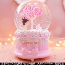 Crystal ball boys version Net red 3d automatic snow can Shine will be snowy music box birthday gift Mermaid