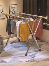 Drying rack floor folding indoor telescopic household cooling clothes bar balcony quilt artifact clothes rack drying hanger