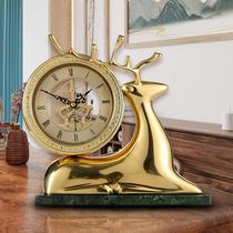 New Chinese living room desk clock simple home clock Chinese style copper creative study decoration perspective perspective movement clock