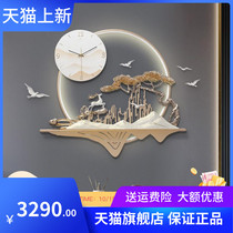 New Chinese light extravagant hanging clock living room clock home quartz clock fashion hanging wall clock creative personality light hanging watch