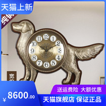 Pei big number Chinese pure bronze wood hanging bell Raptor muted quartz bell table Living room Bedroom decoration hanging table