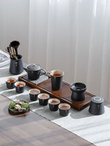 Complete set of kung fu tea set home light luxury office high grade teapot tea cup ceramic small set tea tray gift box