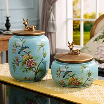 European style ceramic storage jar ornament creative living room coffee table entrance wine cabinet decoration candy jar tea pot home