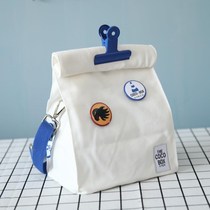 Japanese literary art tote bag student class shoulder bag shoulder bag embroidered letter backpack carry canvas bag