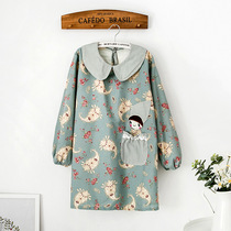Apron Home Kitchen Hood Clothing Grown-up Lady Long Sleeve Anti-Fouling Anti Oil Cooking Cute Days Korean version Skirt Style Hood