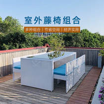 Outdoor table and chairs Composition Leisure balcony rattan chairs Five pieces Outdoor Garden Courtyard Terrace long table rattan furniture