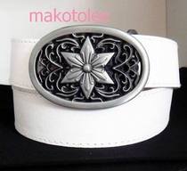 Mens belt white hexagonal star Korean version of personality fashion trend belt casual skeleton pants buckle female Big Head