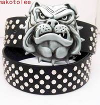 Trend mens belt youth belt personality Korean version of punk Bulldog pants Buckle Head bully cool trend womens pants belt