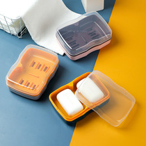 Soap box drain toilet creative household soap box with lid Dormitory double grid bathroom laundry soap box soap rack tow