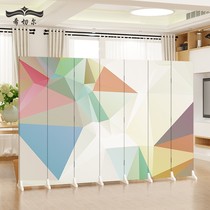 Nordic screen partition wall living room bedroom shielding simple modern mobile folding push pull simple solid wood office