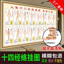 Human Body Twelve Meridians Fourteen Meridians Acupoint Diagram Traditional Chinese Medicine Health Preservation Chart Meridian Wall Chart Acupoint Disease Control Chart