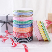 1 5CM decoration plaid ribbon flowers plaid ribbon bouquet Ribbon Baking Cake Box fang ge wen tie