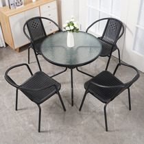 Outdoor table and chairs open-air patio balcony rattan rattan chairs Three sets waterproof sunscreen dining table and chairs iron art table and chairs