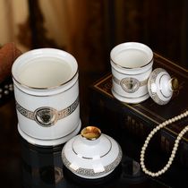 European-style ceramic gold sealed jar living room tea table tea jar candy jar melon seeds jar size storage jar