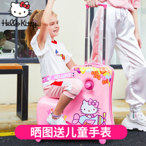 HELLO KITTY childrens luggage trolley case can sit and ride cartoon universal wheel girl riding suitcase