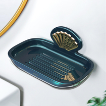Soap box light luxury wind non-perforated wall-mounted creative drain home new bathroom storage soap rack