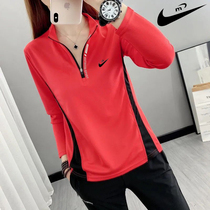 Quick-drying clothes womens long sleeves thin running outdoor sports tops collar mountaineering T-shirts sweat-absorbing loose quick-drying T-shirts