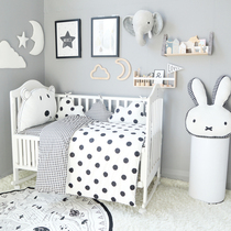 Nordic baby baby bedding Anti-collision bed circumference Childrens bed circumference Cotton polka dot plaid quilt cover can be customized