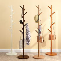 Solid wood hanger Floor-to-ceiling bedroom hanger shelf Living room clothes rack Household clothes rack Simple coat rack