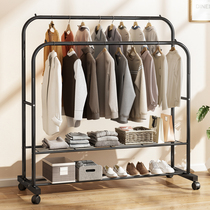 Hangers Floor Bedroom Hangers Simple Multifunctional Coat Hangers Shelf Double Rod Room Drying Racks