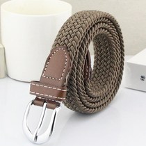 Canvas belt Womens elastic woven elastic thin belt for men and women Korean version of simple Joker leisure student belt tide