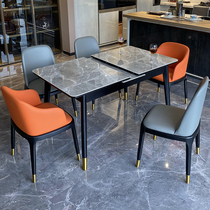 Marble rock board table folding household small apartment Nordic modern simple light luxury retractable dining table and chair combination