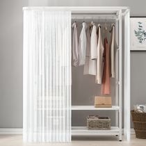 Simple bedroom floor-to-ceiling coat rack entrance storage rack hanger modern dustproof rack storage rack with curtain storage rack