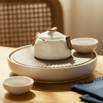 Modern housewives ceramic teapot brewing tea home kettle one pot two cups with tray Japanese small teapot gift box