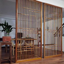 Solid wood screen partition into the living room bedroom porch decoration simple hollow partition wall new Chinese style Japanese grille