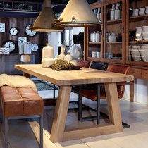 Solid Wood Meeting Table Long Table Brief Modern Desk Industrial Wind Strip Table Bench Negotiating Table And Chairs Combination