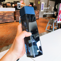 Portable space cup anti-drop water cup square simple leak-proof cup resistant to hot water bottle ladies plastic cup sports fitness cup