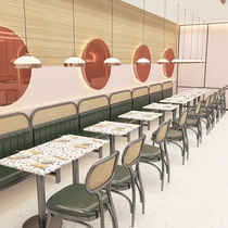 Designer dessert milk tea shop coffee hall chair theme tea restaurant dining table and chair woven rattan wrought iron sofa combination
