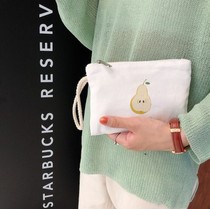 Simple one cloth bag zipable with zero wallet phone bag makeup bag small containing bag canvas